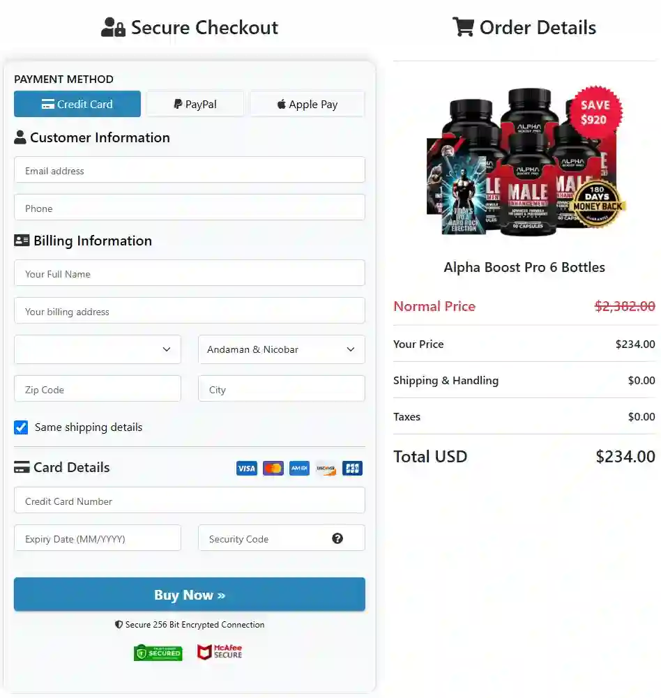 Alpha Boost Pro Order Page
